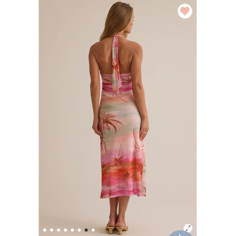 Altar'd State Tropical Sunset Palm Print Halter Midi/Maxi Dress Size Medium - Picture 2 of 9